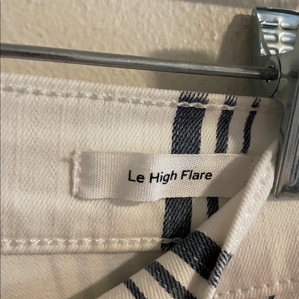 Frame‎ Le High Flare Jeans Women’s Size 26 High Rise Birkin Stripe White Blue - Picture 9 of 11